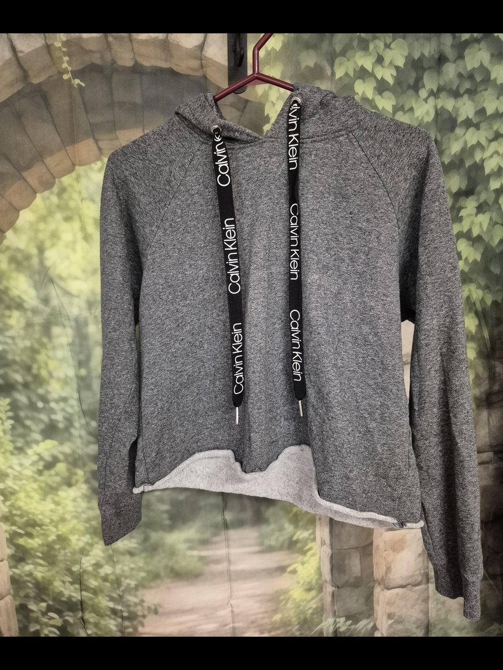 Calvin Klein Performance Gray Hooded Pullover with Branded Drawstrings